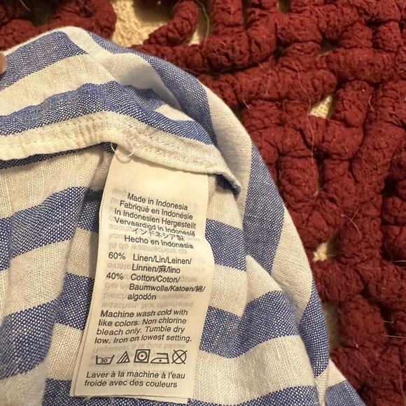 J Crew Womens Blue White Stripe Wide Leg Pull on Pants Cropped Beachy Nautical L - Picture 2 of 7